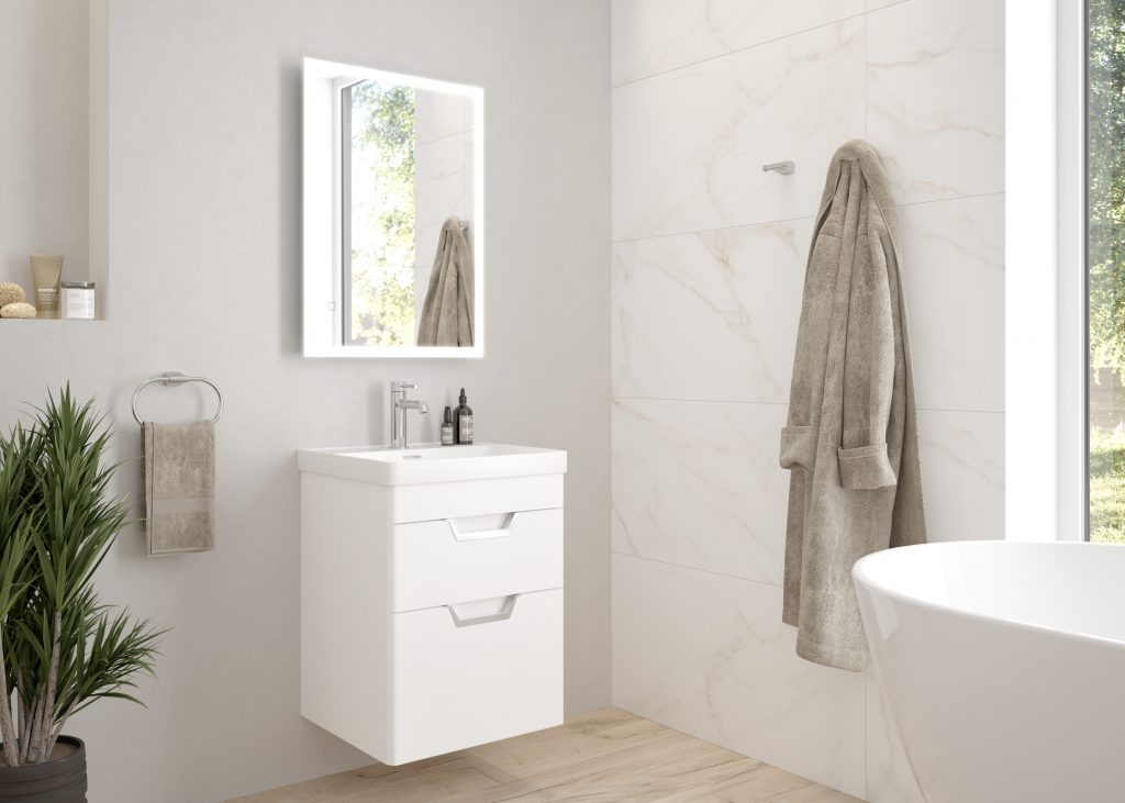 FREYA-50-two-drawer-Wall-Hung-white-matt-chrome